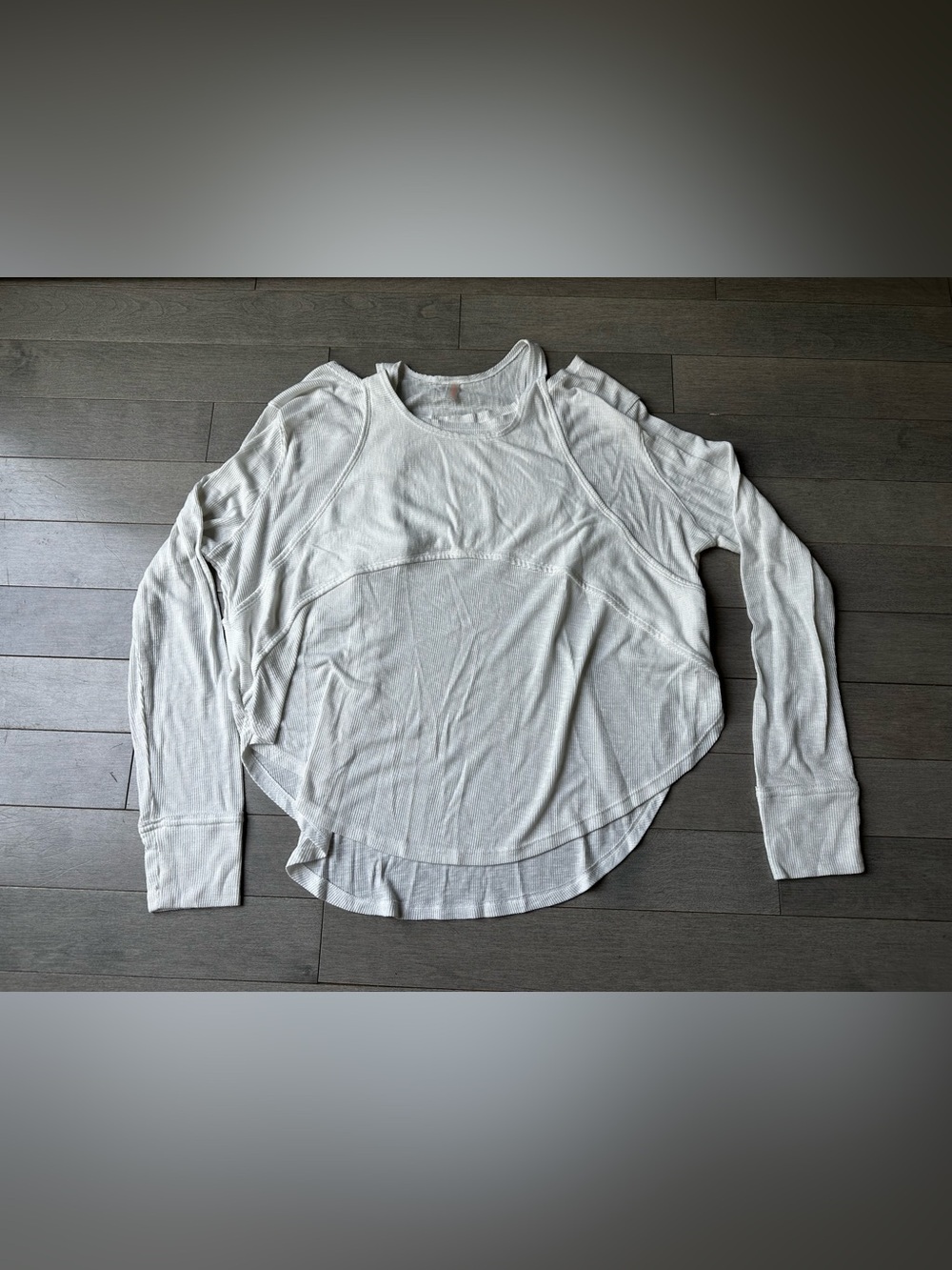 Women’s Free People Movement Ribbed Long Sleeve With Shoulder Cutouts Hi Low Top